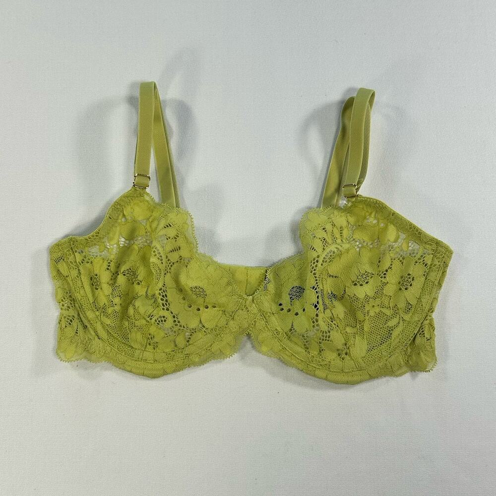 BootayBag XS Neon Yellow Green Lace Balconette Bra Sheer Style 851121